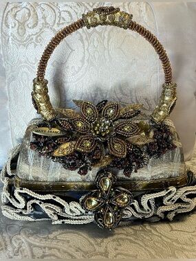 Mary Frances Vintage Ornate Ombré Beaded Floral Purse Clutch Handbag, EUC